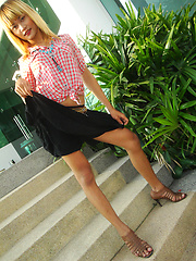 Adorable blonde Ladyboy Wa takes self shot pics