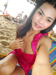 Girlfriend photos of Ladyboy June on beach and butt naked