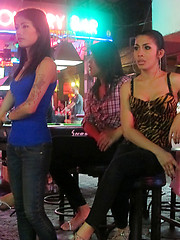 Bangkok street whores with cocks between their sexy legs