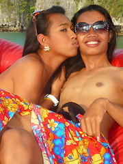 Tropical cruise with three superb ladyboys in the south of Thailand